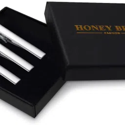 honey bear 3pcs Mens Tie Clip Set Tie Bar Normal Size 1.97inch for Wedding Business Shirt Gift 5cm image 1