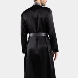 bellababebysk Men Satin Robe with Contrast Belt | Men's Satin Robe | Luxurious Silk-Feel Nightwear with Contrast Collar & Waist Belt | Soft Lightweight Loungewear (Free Size) image 2
