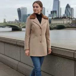excent Women’s Long Winter Coat | Pocket Single Breasted, Overcoat with Notch Lapel & Button Closure | Stylish Formal & Casual Wear image 2