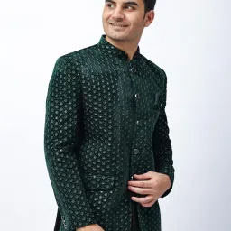 aesthelia Men's Dark Green Bandhgala Trouser Set, Festive Ethnic Wear, Regular Fit image 2