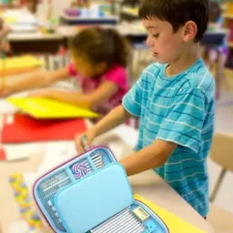 khodiyar enterprise Cute Pencil Case for Boys Large Capacity Hardtop Football Pencil Box with Compartment for Kids Cool School Supplies Organizer Bag image 2