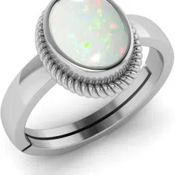 lmdprajapatis 11.00 Ratti/11.25 Carat Natural Certified Panchdhatu White Opal Gemstone Silver Adjustable Ring For Men And Women image 1