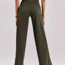 blissclub Women AM PM Cotton Wide Leg Pants | Wide Waistband | High Rise | Drawstring | 2 Pockets image 2