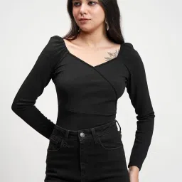 tokyo talkies Women's Sweetheart Neck Long Sleeves Wrap Top | Elegant & Flattering | Perfect For Dates & Evening Outings | Tops For Woman | Women Tops | Stylish Top image 4