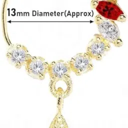 gemron jewel American Diamond Nose Ring for Women Bridal Nose Ring,Bridal Nath for Women Traditional Floral Design (Pack Of 1) image 4