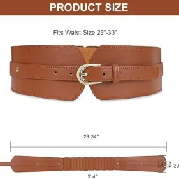 hirsun Women’s Vintage PU Stretch Belt with Interlocking Metal Buckle – Stylish Waist Cinch Belt for Dresses, Blazers & Blouses image 1