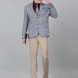 cantabil Checkered Full Sleeves Notch Lapel Formal Blazer for Men | Formal Blazer for Men | Men Blazer for Formal (P_MBZF00165) image 4