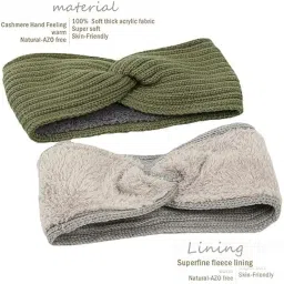 devil Winter Knit Crochet Turban Headband for Women Warm Bulky Crocheted Headwrap Ear Warmer Winter Accessories (White) image 5