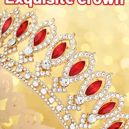 buildcon Tiara for Women Wedding, Crown for Women Queen with Red Teardrop Accents, Elegant Bridal Crown for Weddings, Pageants, Cosplay, Birthday Gifts, Golden Princess Crown image 2