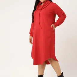 therebelinme Women Plus Size Cowl Neck A-Line Midi Dress image 1