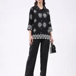 monte carlo Women's Winter Coordinate Set | Stylish Printed Design | Regular Fit Collar Neck | Warm 3/4 Sleeves Fashion Winter Wear | Co-ord Set for Women (Pack of 1) image 4