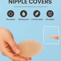 ink craft Silicone Nipple Cover Cup for Women Reusable Adhesive Breast Petals | Invisible Push Up Bra Pasties for Backless, Strapless, Deep V Dresses & Tops (Pack of 1) 2PCS image 3