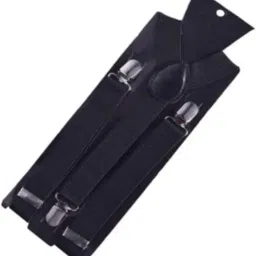 usl Black Adjustable Elastic Y Back Style Suspender for Men and Women with Strong Metal Clip image 2