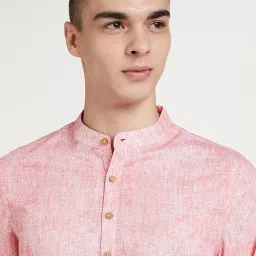 amazon brand - symbol Men's Solid Cotton Printed Long Kurta (Regular Fit) image 3