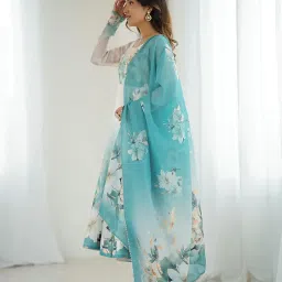 oyzo Real Modeling Pure Soft ORGANJA Silk Fabric Fully Flair Kali Pattern and Canvas PATTA with DUPPTA Set,Pent Ready to WEAR image 5