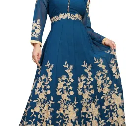 julee Women's Georgette Embroidered Semi-Stitched Gown-Saransh image 2
