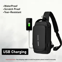 nisun Sling Bag for Men Stylish Crossbody Backpack for Men & Women, Anti-Theft Chest Bag with USB Charging Port, Messenger Bags, Casual Shoulder Bag image 2