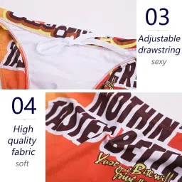 yuzhou Mens Swim Briefs Bikini Swimwear Sexy Bathing Suit Striped Boardshorts Stretch Swimsuit Quick Dry (2113-Orange Code-L) image 4