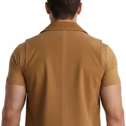 urbanhides Stone Pelt Biker Style Suede Leather Vest for Men | Men's Leather Vest, Tan Leather Vests, Suede Vests, Regular Fit, Four Pockets image 1