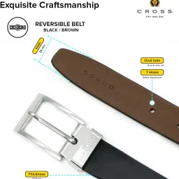 cross Men's Genuine Leather Reversible Belt – Black & Brown | Premium Formal & Casual Adjustable Belt with Brushed Nickel Buckle image 2