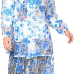 jmp Women's & Girl's Floral Raincoat (JMP-Wom-Raincot-skirt-Blu-XXL_Blue_XX-Large) image 5