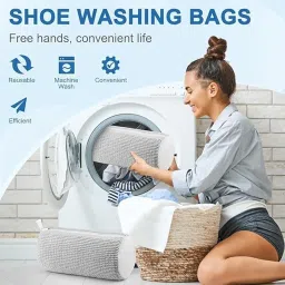 LSARIMO Shoe Washing Machine Bag Laundry Shoe Bag for Washer & Dryer, Reusable with Durable Zipper for Sneakers & Delicates Deep Cleaning Washable Laundry Organizer Bag, All Shoe Sizes (Grey) image 4