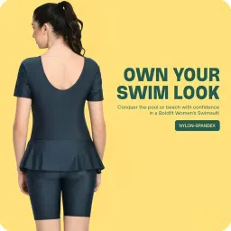 lebami Spandex Printed Frock Style Swimming Costume for Women Swim Dress for Girls [Half Sleeves - Half Length Style - with Removal Pads ] image 5