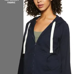 amazon brand - symbol Women Cotton Blend Regular Fit Hooded Sweatshirt (with Front Pockets) image 2