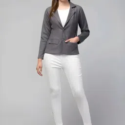 Classic Fitted Blazer for Women, Long Sleeve, Single-Breasted,1 Pocket Inside,Semi-Formal (in, Alpha, L, Dark Gray) image 2