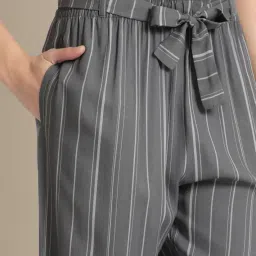 twin birds Knotted Striped Palazzo Pant for Women | Relaxed Fit Casual Kurti Pant with Pockets image 5