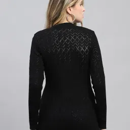 monte carlo Womens Self Design V Neck Wool Blend Cardigan Blue image 3