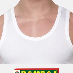 ramraj cotton Pack of 5 Men's White Scoop Neck Sleeveless Cotton Undershirt Vest(White;85) image 5
