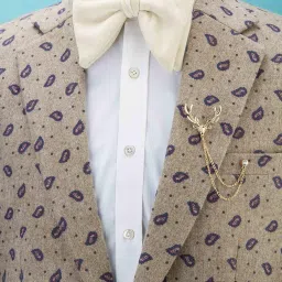 knighthood Golden Stone Detailing Reindeer Head with Hanging Chain Metal Lapel Pin Brooch for Men image 2