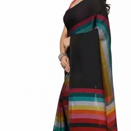 kamana textile quality fashion Women’s Rainbow Cotton Handloom Saree|Pure Cotton Traditional Saree with Matching Blouse Piece| Festive & Casual Wear image 2