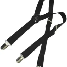 usl Black Adjustable Elastic Y Back Style Suspender for Men and Women with Strong Metal Clip image 1
