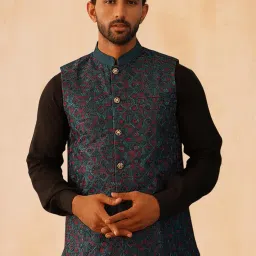 jompers Embroidered Silk Blend Nehru Jacket image 5