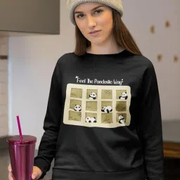 zamatama Women Sweatshirts | Stylish Sweatshirt for Women | Jacket for Woman | Full Sleeves Sweater for Winter | Graphic Printed Pandastic Way image 1