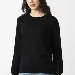 Van Heusen Women's Round Neck Solid Sweatshirt| Full Sleeve Ribbed Hem Casual winterwear image 1