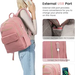 lovevook Laptop Backpack, Pink, 15.6 Inch image 5