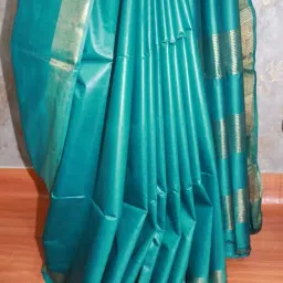 zh clothing brand Plain Women's Handwoven Golden Zari Border Soft Cotton Silk Saree | With Running Blouse Piece_Free Size_0.9m image 2