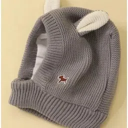 EvoNest Horn Design Knitted Cap for 18-3 Year Kids | Winter Warm Hat Soft Knitted Hood Earflap Cap for Toddlers (Grey) Diameter 52-54 Cms image 4