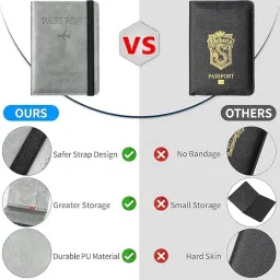 kavisha Grey RFID Blocking PU Leather Travel Passport Holder Cover Travel Wallet Organiser Passport Case Travel Document Organiser for Men & Women (14.8 X 11CM- Grey) image 3