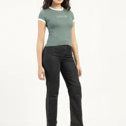 levi's Women's High Rise Ribcage Slim Straight Fit Black Jeans image 2