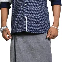 prakasam cotton Mens Cotton Kerala Thalapathi Border Welcro Adjustable Readymade Pocket Dhoti image 3