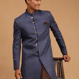 vastramay Men's Silk Blend Sherwani Only Top || Matka Silk Contemporary Uber Elegant Sherwani || Ethnic Wear for Festivals, Weddings image 2