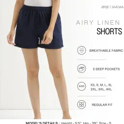 saadaa Women's Shorts Pants Cotton Linen Fabric 2 Deep Pockets image 2