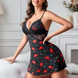 herryqeal Women Lingerie Specially Design for Honeymoon Lace Chemise Sleepwear Babydoll Sexy Lingerie Teddy Lingerie S-XXL(Baby Pink) image 1