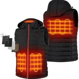 angeer Men’s Heated Vest with Hood Lightweight Down Heating Jacket with USB Electric Heating Pads | Black image 2