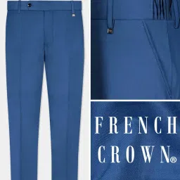 french crown Rhino Blue Solid Wool Blend Stretchable Waistband Pant image 1