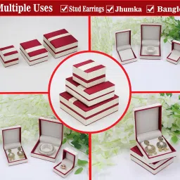 atorakushon Velvet Maroon Women's Multipurpose Jewellery Box Ring Earring Chain Bangel Storage Organizer image 4
